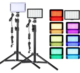 Flash Heads LED Video Câmera Light Câmera de iluminação de poghing Kit com suporte de tripé 4 Filtros de cor RGB para filmar Streaming Studio Shooti4014353