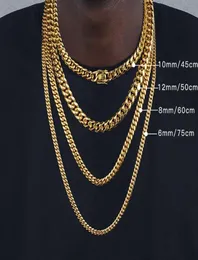 Kedjor 6mm8mm10mm12mm hiphop 18k guldpläterad miami kubansk länkkedja rostfritt stål halsband gåva för män kvinnor juvelrychains 30124422