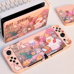 Fälle Hot Spring Duck Case kompatibel mit Nintendo Switch OLED -Konsole und Joycon -Controller Antiscratch Hard PC -Abdeckung für OLED