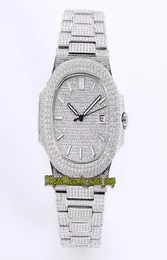 Top Auality 571910G010 18K ouro branco totalmente pavimentado com diamantes Cal8215 Relógio automático masculino com pulseira de diamante e mostrador de diamante Luxry W1255621