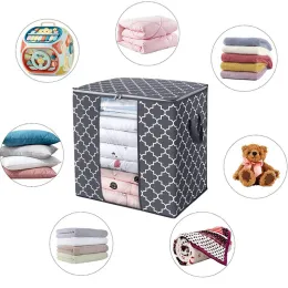 2024 Foldable Storage Box Portable Clothes Organizer Tidy Pouch Suitcase Non-woven Home Storage Box Quilt Storage Container Bag Box 1. for