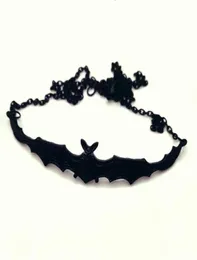 Chokers Mode Goth schwarze große offene Flügelfliege Fledermauskragen gruselig Halloween Geschenk Men039s und Frauen039s Kurzes Halskette6715690