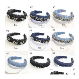 Stirnbänder Frauen breite Jean Stoff Hair Bands Schmuck 9 Styles Fashion Creative Schwamm Denim Stirnband Hoop Kopfbedeckung für Mädchen schnelles Schiff Dhh4r