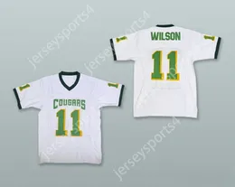 Custom Qualquer nome Número Mens Youth/Kids Russell Wilson 11 Escola Colegiada Cougars Jersey de Futebol Branco 2 Top Stitched S-6xl