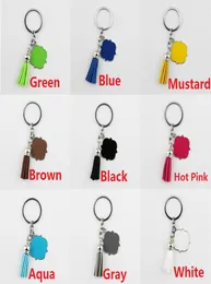 Enamel Monogram Blank Velvet Leather Tassel Key Chain Women Bag Pendant Men Car Keychain Quatrefoil Monogrammed Suede Tassel Keych1543753