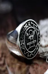 Seal de Salomão anel de vedação Runas mágicas 316L Aço inoxidável Ringos de sinalizações pagãs Jóias de amuleto Tamanho 8139824128