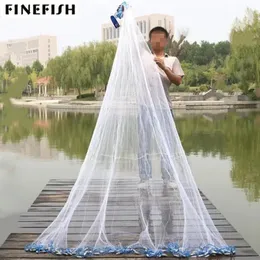 Finefish Monofilament USA Style Cast Net With Sinker Catch Fishing Nets Small Mesh Hunting Hand Throw Network 240408