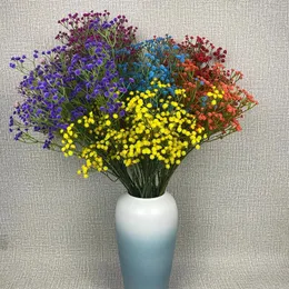 Decorative Flowers 108head 60cm/pc Artificial Flower PVC Baby Breath Gypsophila Fake Silicone Plant Wedding Home Decoration 10 Colors