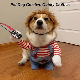 Köpek giyim komik evcil hayvan kostüm cosplay büyük takım elbise parti yüz kumaş komik kıyafetler cadılar bayramı elbise tulum