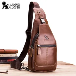 Laoshizi sıradan orijinal deri çanta göğüs erkekler için elçi çantaları erkek crossbody erkek omuz 240407