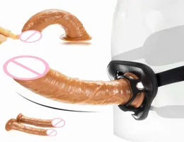 Strapon Realistic Dildo per le donne Skin Senno enormi masturbatori del pene Dildos Dildos Belt Aspirazione Clitoride Stimolazione Sex Toys1648992