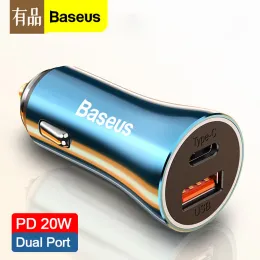 kjol YouPin Baseus 40W Metal USB Type C Car Charger Quick Charge SCP AFC QC 4.0 PD 20W USBC Telefonladdare för iPhone Huawei Samsung
