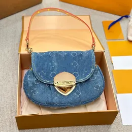 24ss en lüks çanta tasarımcısı denim gün batımı büyük ingot çanta kadın el çantası alt koltuk çantası çapraz kanatlı çanta omuz çantası çantası 27cm