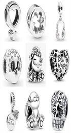925 Silver Fit Charm 925 Bracelet Rabbit Be Happly Sheep Skull Clover DIY charms set Pendant DIY Fine Beads Jewelry9533752