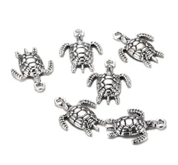 100pcslot 2317mm antik silverlegering sköldpadda charms hänge för smycken som gör metall djurhänge för DIY fynd4834275