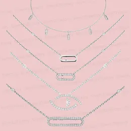 Designer Nya messikas halsband hänge halsband för kvinnor lyx tre diamant hög kvalitet 1: 1 krage kedja för flickor engagemang smycken med logotyp gåva