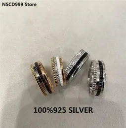 Quatre White 925 STERLING Gümüş Dişli Dönüş Yüzük Aşıkları Sağ Erkekler ve Kadınlar3220304