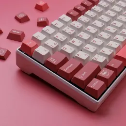 Aksesuarlar GMK Daifuku Pembe Anahtar Kapakları Kişiselleştirilmiş Kiraz Profili PBT Dyesub Kiraz MX Switch Mekanik Oyun Klavyesi için Japon Anahtar Kavşağı