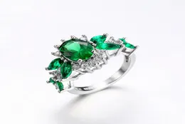 Bella gemma verdi d'argento 925 Simula anello di diamanti per ragazza regalo di compleanno Bellissimo gioielli Promise Love Dimensioni 6789107242226