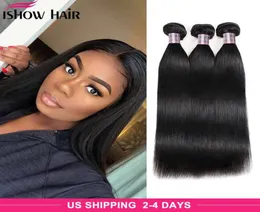 ishowhow peruian human Hair Bundles Wefts 4PCS Jet Black Brazilian Straight Weave織物拡張オリブリ828INCH2129726