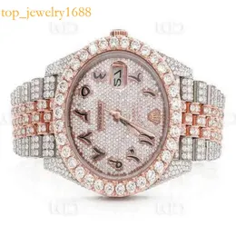 NFN8 Top Brand Y para Wedding VVs Moissanite Diamond Watch Men Iced Out Hip Hop Stainls Aço Automático relógio