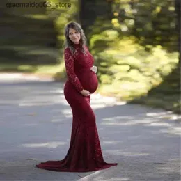 Annelik Elbiseleri Bebek Duş Dantel Hamile Elbise Fotoğraf Çekim Uzun Çiçek Hamile Elbisesi Zarif Doğum Elbisesi Q240413