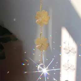 Decorazioni da giardino Crystal Prism Suncatcher Buona fortuna Wish Gift Four Leaf Clover Lotus Hanging Sun Catcher Decor Outdoor Decor Mauch Maker Maker Rainbow