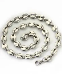 ship 1803903932039039 choose the lenght stainless steel silver coffee beans necklace chain 9mm wide shiny for Wo2251103