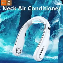 IRRIGATOR XIAOMI YOUPIN NECK FAN USB 충전식 5 속도 LCD 에어컨 옥시 컨디셔너 야외 스포츠 냉각 팬이있는 블라드리스 전기 팬