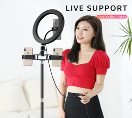 LED Ring Light with Stretchable Tripod Stand Selfie Stick 12inch 8inch 10inch Dimmable Floor Table Annular Lamp for Selfie Make3504250