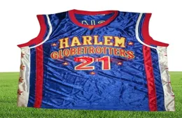 Сшитая специальная k 21 Harlem Globetrotters Basketball Jersey Mens Emelcodery Jersey Size xs6xl Custom Любое номер номера баскетбола9819941