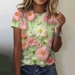 【100size】house on the hill Tシャツ　flower Womens Floral Printed Oversized T-Shirt, Short Sleeve Tee