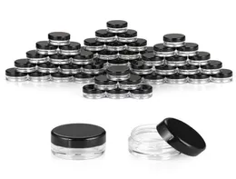Läppbalsambehållare 3G3ML Klar runda kosmetiska krukor med svarta klara vita skruvlocklock och små små 3G -flaskor5346936