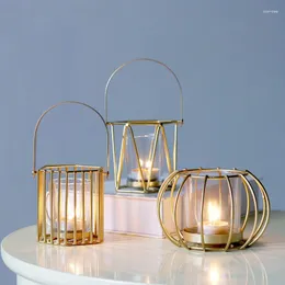 Candle Holders Small Metal Jars Design Vintage Transparent Aesthetic Lantern Container Bougeoir Home Decor