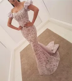 2019 Arabic Mermaid Evening Dress Dresss Long Vintage in pizzo vintage Dubai Sbottoni Scolle Scollo Mino Abiti da ballo formali lunghi abiti da sera da ballo formali indossa