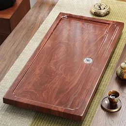 TEA TRAYS Luxury Stor bricka Rektangulär trä Chaban Bubble Gongfu Solid Wood Chinese Bandeja Decorativa Office Accessories