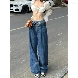 Женские джинсы Deeptown Y2K Vintage Women Denim Streetwear Harajuku Широкие штаны Hippie Корейские модные брюки плисывали эстетику 90 -х годов.