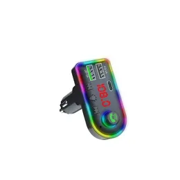 Ny bil mp3 handsfree färgglad atmosfärslampa pd snabb laddning universal USB-musik USB-flashdisk snabb laddning