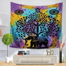 Gobelinowe dekoracyjne ściany wiszące dywan gobelin 130x150cm prostokąt bedspread Lucky Elephant Kolor Malowanie GT1169