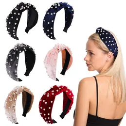 Sevimli İnci Düğüm Kafa Bantları Moda Kadın Açık Velvet Saç Çubukları Kızlar Seyahat Head Wrap Lady Party Saç Aksesuarları TTA1562495176