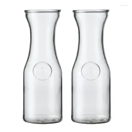 Wine Glasses 2 Pack Glass Carafes With Acrylic Lids 35 Oz Water Pitcher Juice Container For Brunch Mimosa Bar Beverage Iced Tea