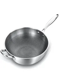 Belagd nonstick wok304 rostfritt stål wok panna yngel handtag matlagning potskitchen cookware pans5862723