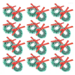 Decorative Flowers 24pcs 3cm Mini Christmas Wreath Hanging Garland Artificial Crafts Tree Decorations Happy Year Holiday Home The Door