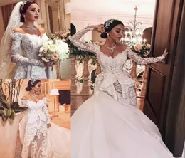 Glamorös Zuhair Murad sjöjungfru bröllopsklänning med overskirt pärlspets applikation av axel tyll bröllop klänning sexig illusion bri9446593