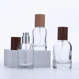 Depolama Şişeleri 100pcs 30ml 50ml Cam Parfüm Şişesi Sprey Kapak boş yuvarlak açık koku