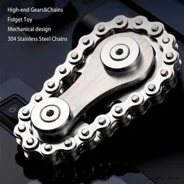 Descompressão brinquedo EDC Saincas de dentes de corrente Fidget Toy Metal Metal Aço inoxidável Liga de ligação Bike Chain Ring Ring Wheel Fingertip Gear Spinner Gift Gift