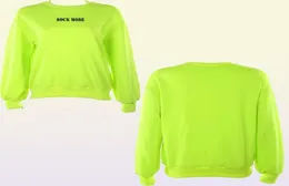 Дарлинг -уличная одежда свободная неоновая зеленая толстовка женщин Пуловер Письмо с печати повседневной зимние толстовины.