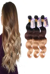 1b427 ombre cor de cabelo humano brasileiro Teax 3 pacote Extensões de cabelo de onda corporal 3pcslot e 100gpcs 1226 polegadas comprimento5147207