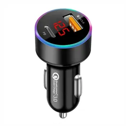 Dual Port Quick Charge 30 Type C PD Fast Car Charger for iPhone 13 Samsung S22 and Tablets - 20W USB Car Adapter with QC30