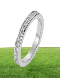 2021 Nuovo arrivo Simple Fashion Jewelry Real 100 925 Sterling Siver Full Princess Cut White Topaz Cz Diamond Women Wedding Band R4768151